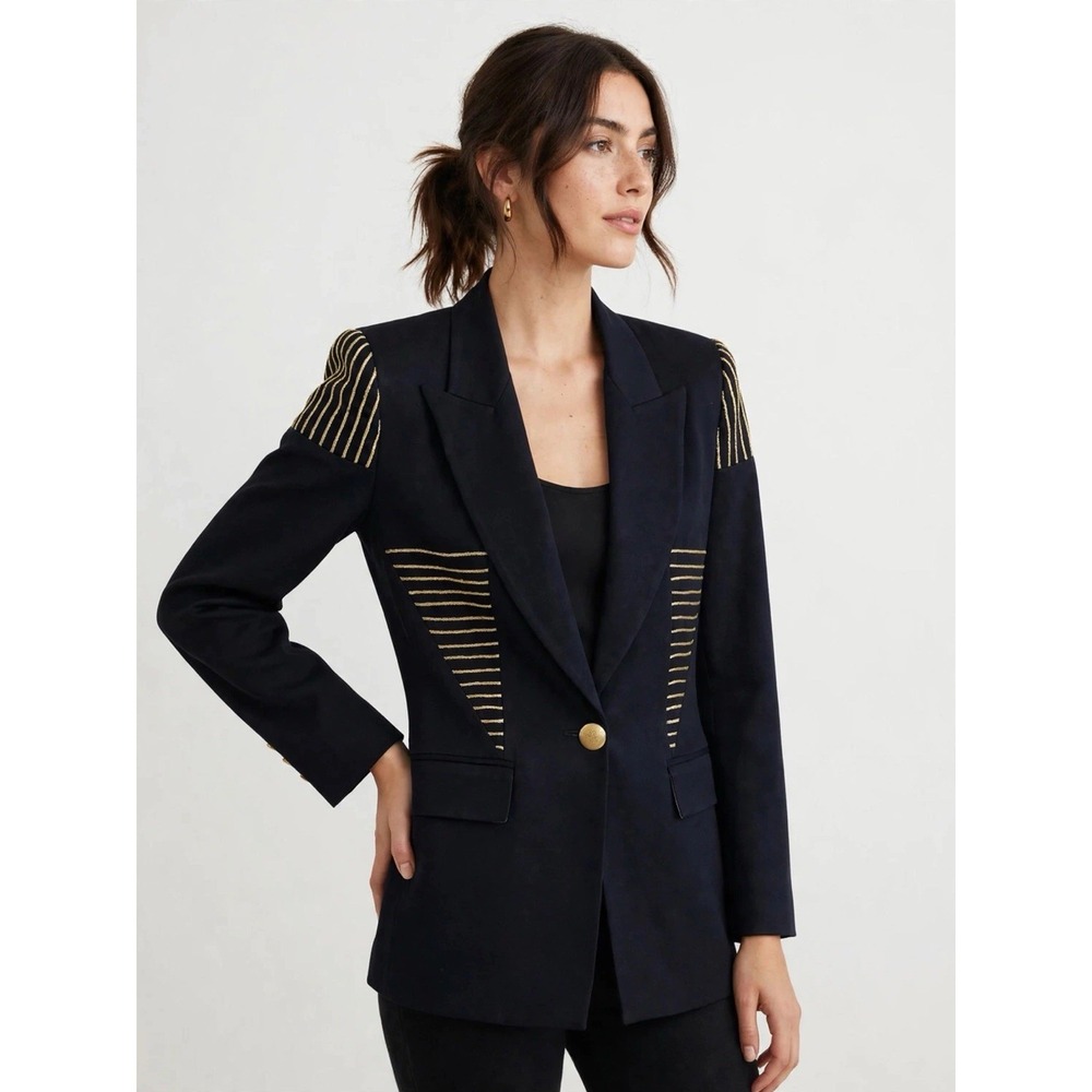 J Harris Navy Blazer XS Womens One Button Career Office Classic